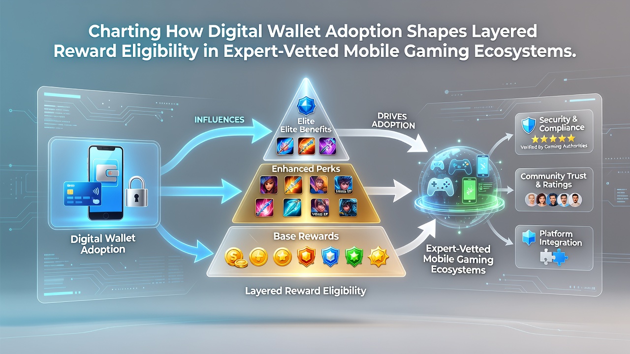 Diagramm zur Adoption digitaler Geldbörsen in mobilen Gaming-Ökosystemen und deren Einfluss auf Belohnungsebenen