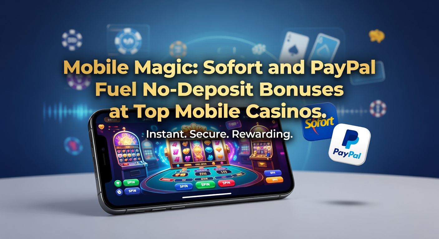 Vergleichsgrafik von Sofort- und PayPal-Transaktionen in einer Casino-App mit No-Deposit-Bonus-Icons
