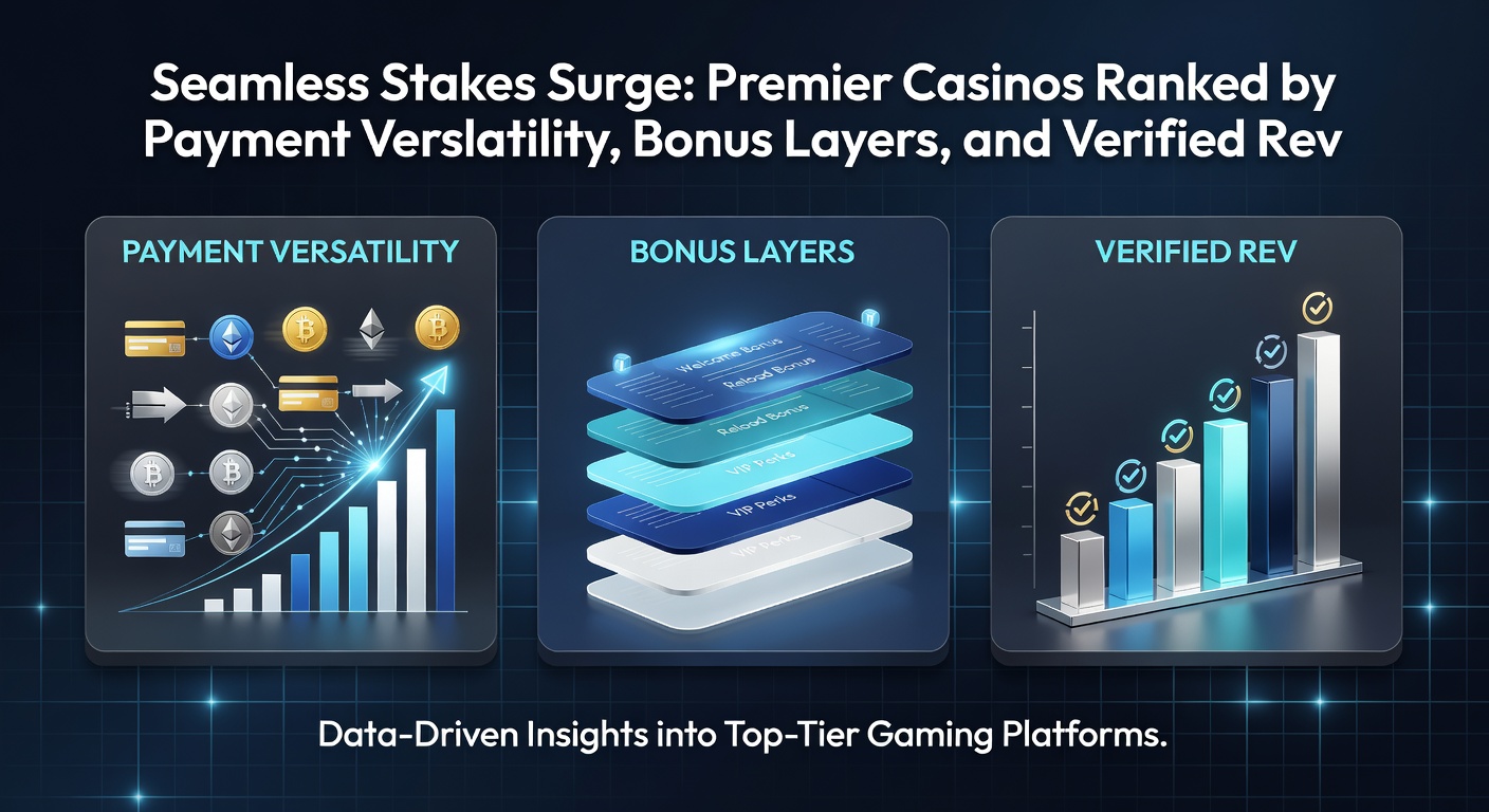 Detaillierte Infografik mit Ranking-Tabelle von Casinos, Icons für Zahlungen und Boni sowie Sterne für Reviews